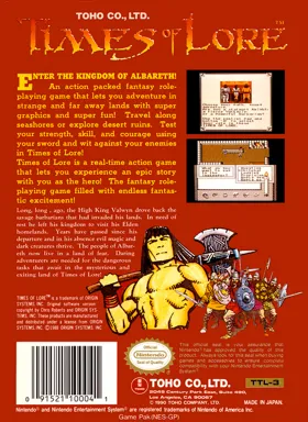 Times of Lore (USA) box cover back